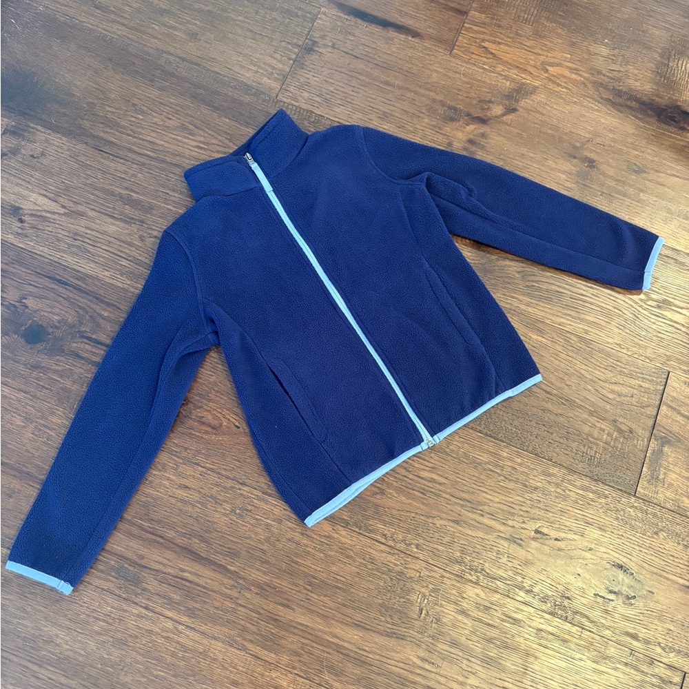 Amazon Essentials Kids Fleece Jacket - Navy Blue w/ Light Blue / Periwinkle Trim